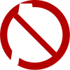 Prohibition sign with a crossed-out letter 'A' inside a circle