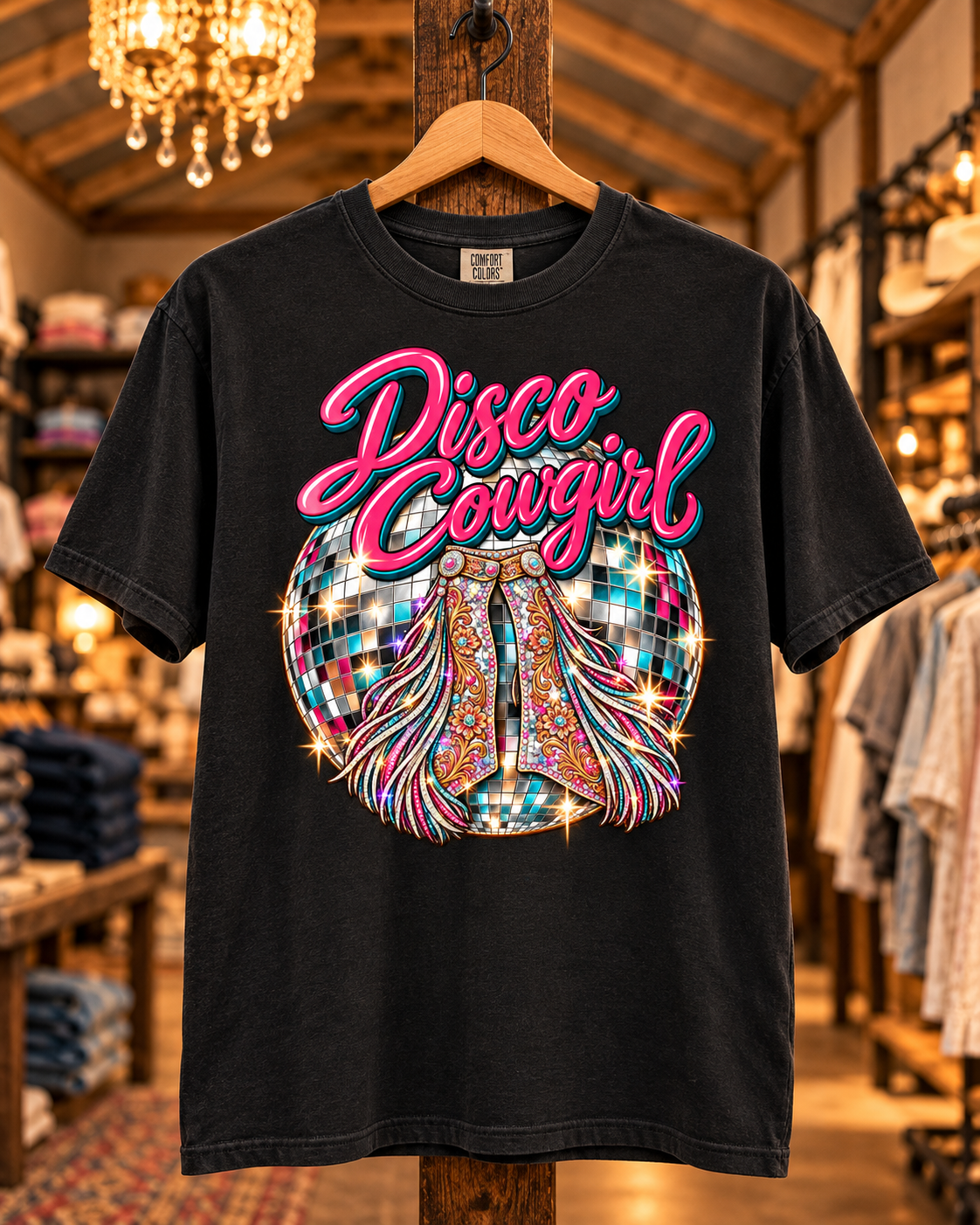 Disco Chaps Cowgirl Tee - Color Comfort