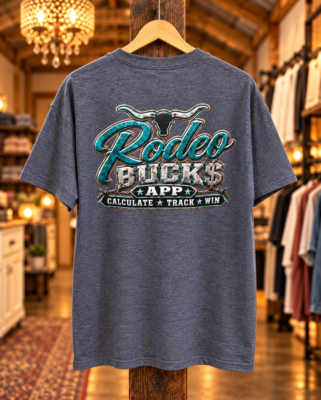Teal Rodeo Bucks Graphic Tee Gildan