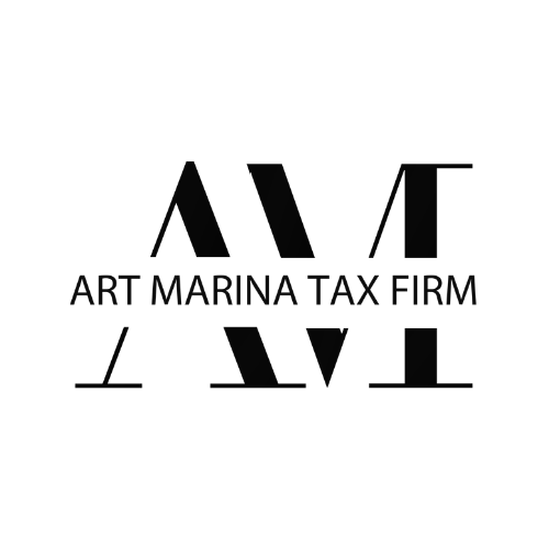 Logo that reads "ART MARINA TAX FIRM" with stylized letters A, M, T.