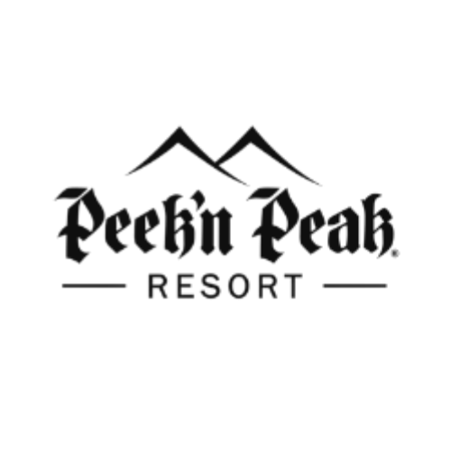 Logo for Peek'n Peak Resort with mountain graphic and stylized text.