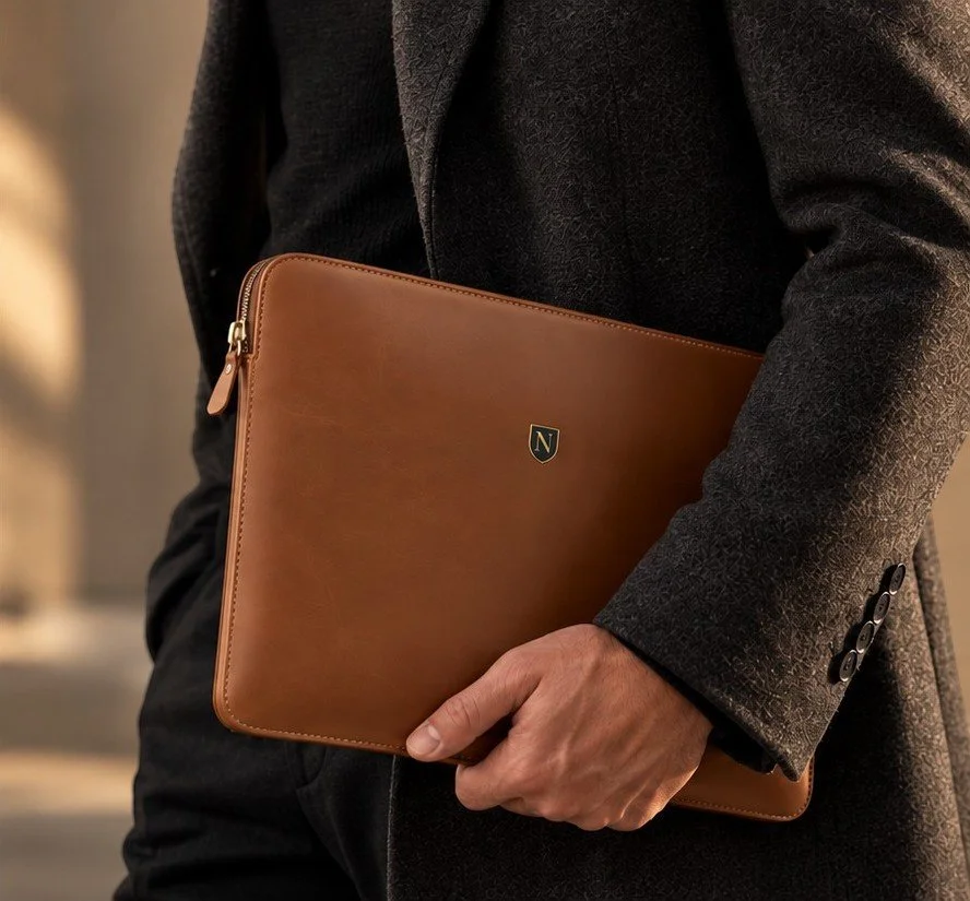 Cognac Leather Sleeve Editorial Portrait.jpg