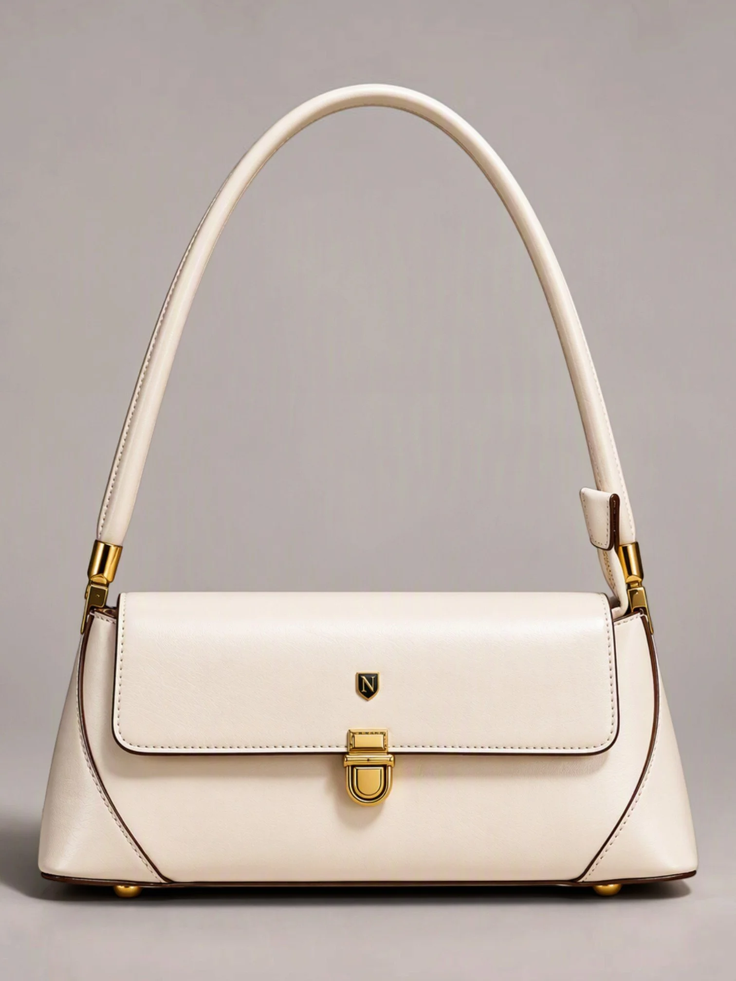 Valentina Éclat Leather Shoulder Bag | Champagne Ivory