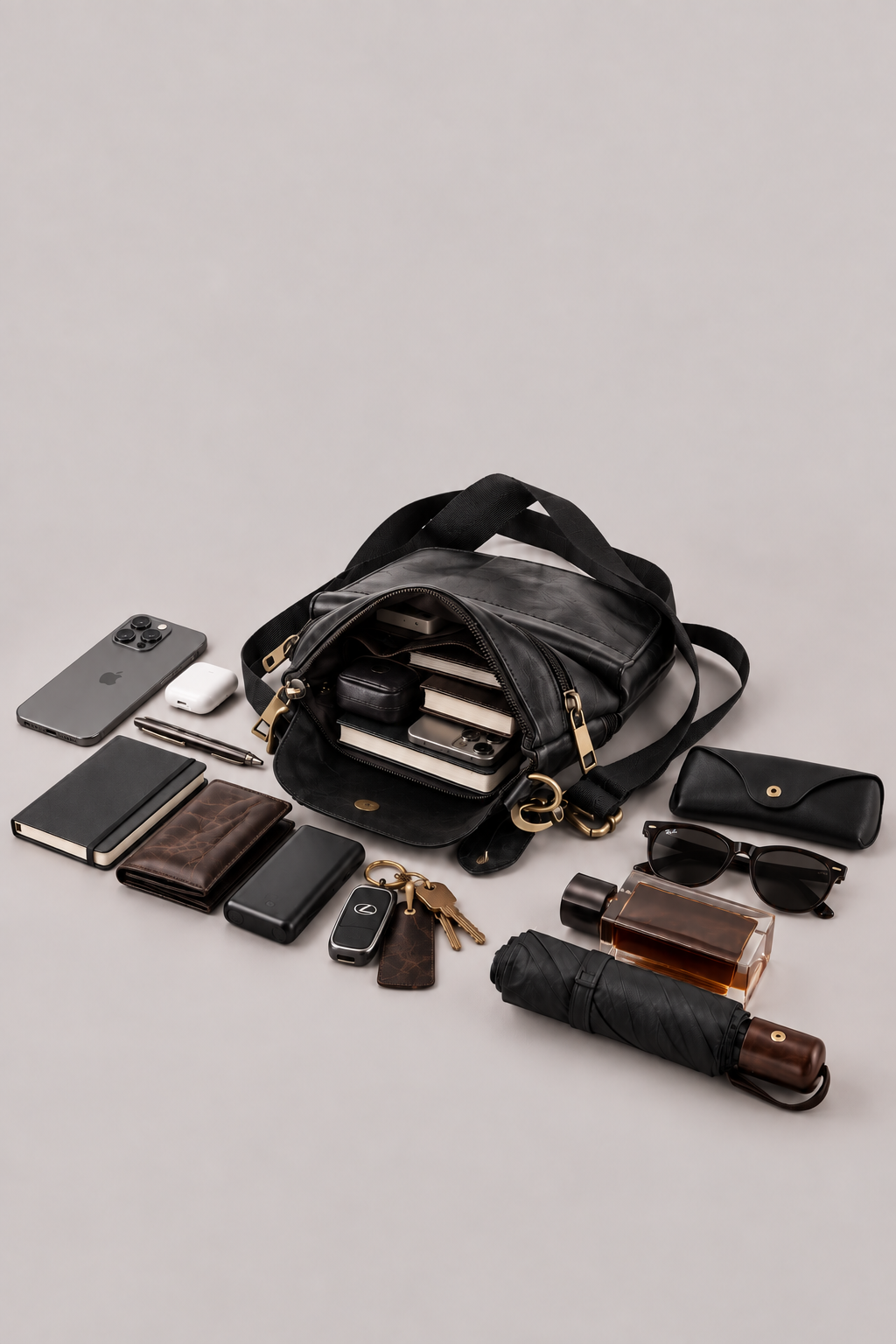 Black Leather Everyday Carry Flat Lay.png