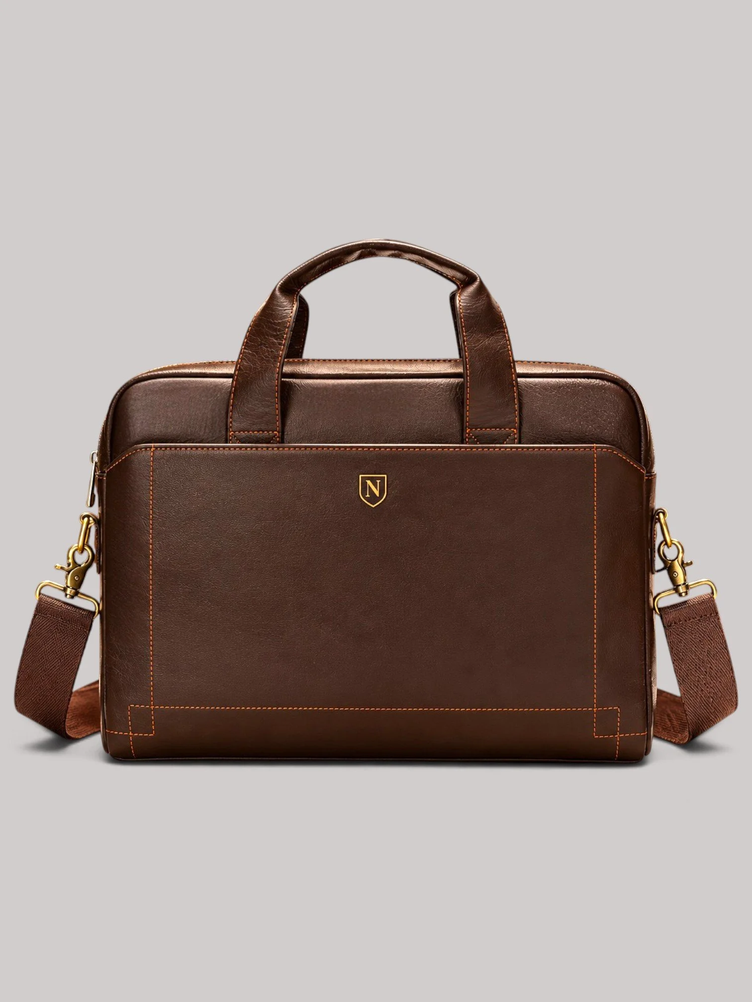 Alden Signature Leather Briefcase | Dark Coffee — Classic Grain