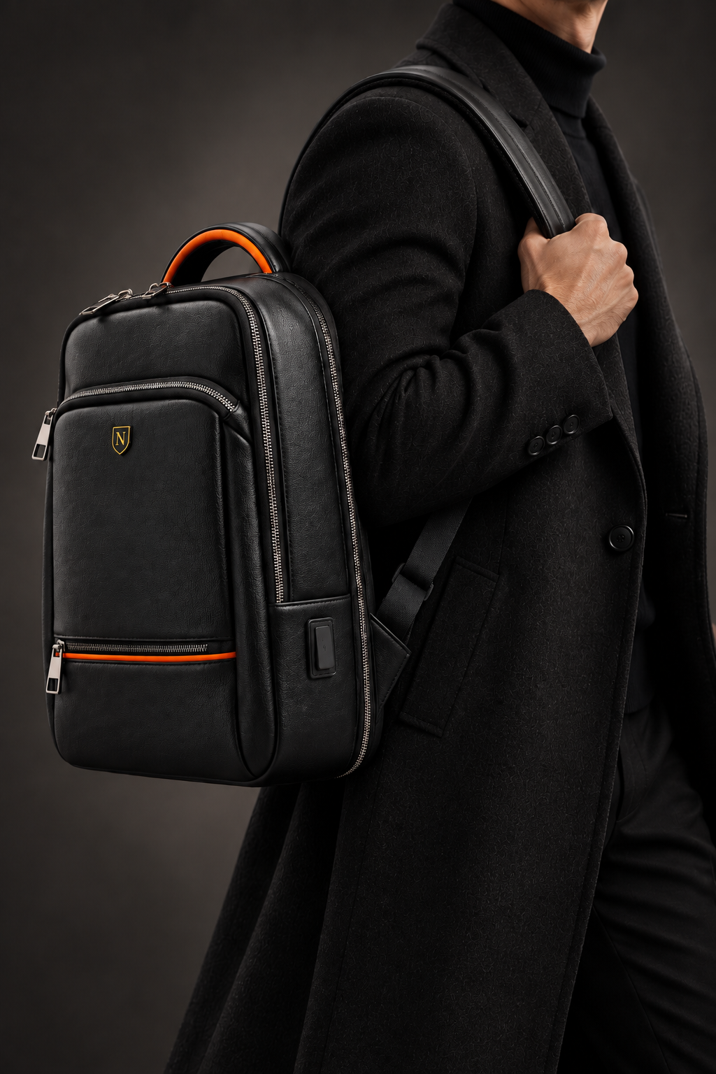 Luxury Black Backpack Portrait.png
