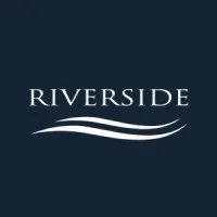 Riverside logo with blue background and white text