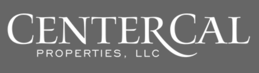 Logo for CenterCal Properties, LLC with white text on gray background