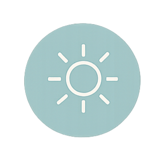 Icon of the sun with rays, representing sunshine or sunny weather.