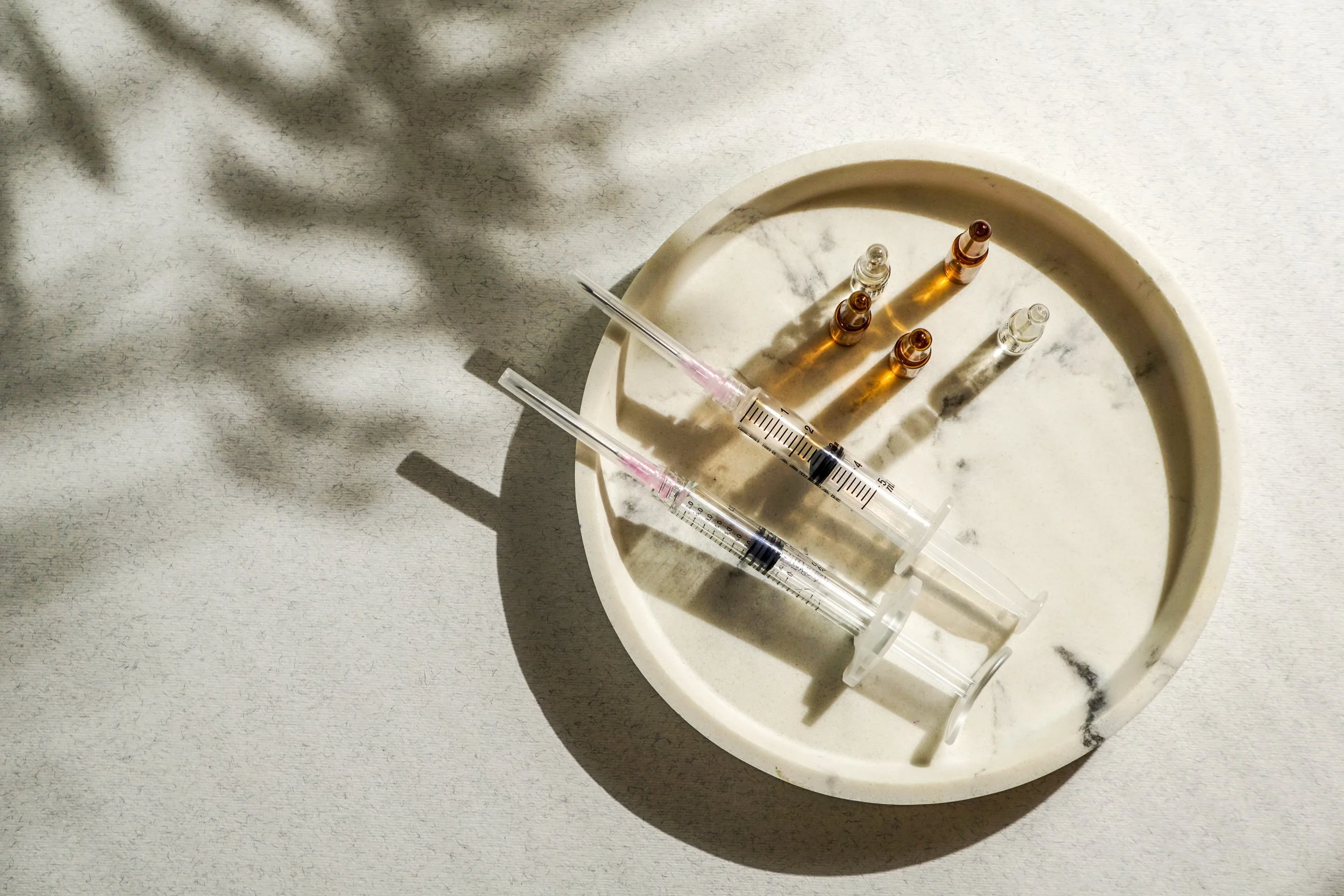 Flat lay of various syringes