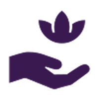 Icon of a hand with a lotus flower floating over it