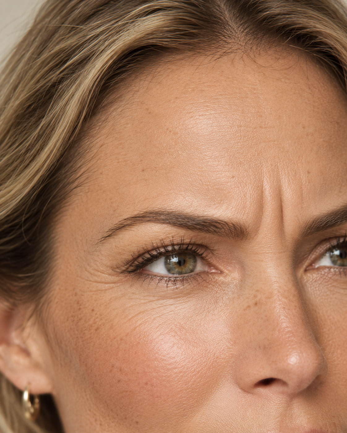 Image of woman receiving an injection within her eyebrows