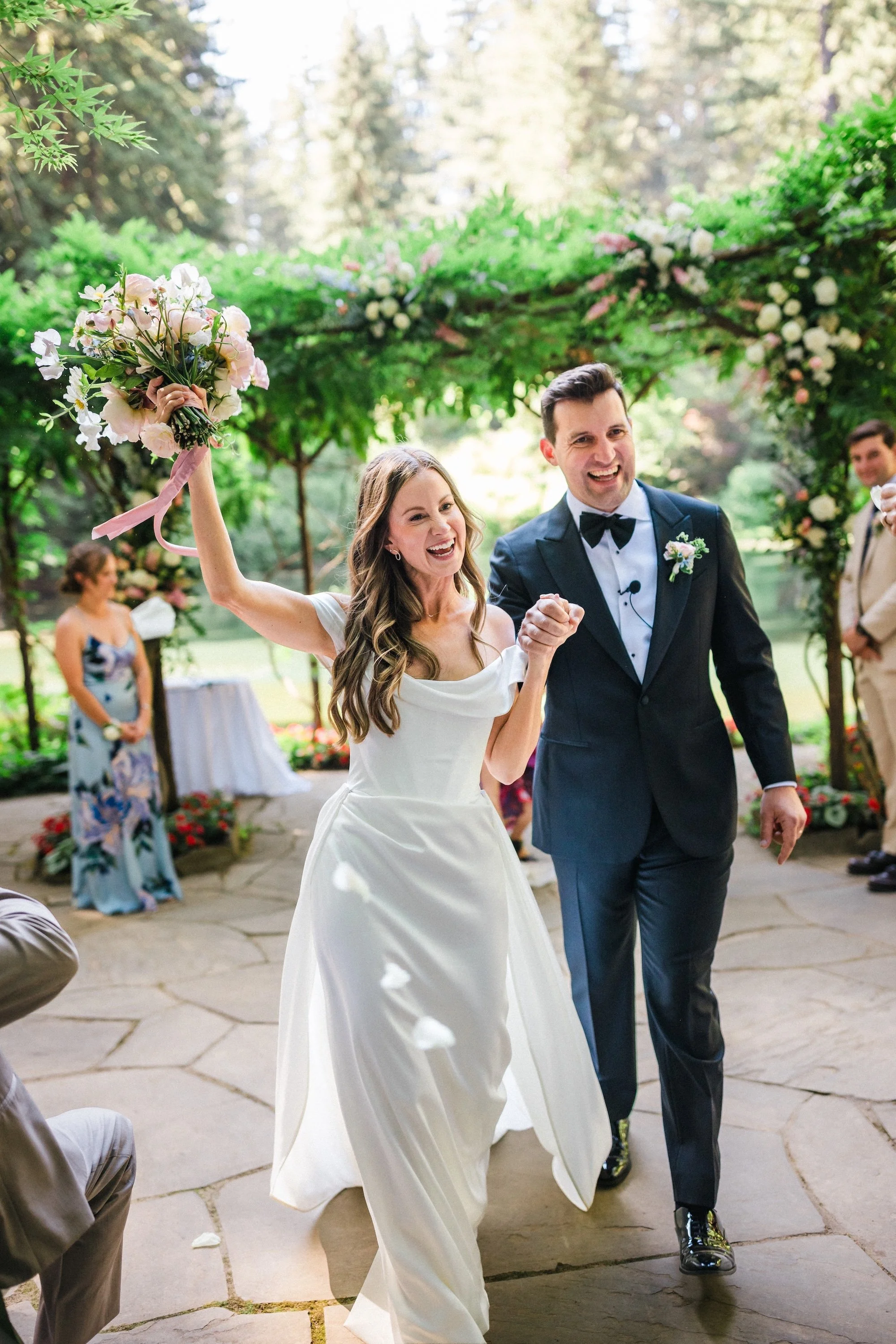 Lakeside wedding ceremony at Nestldown, a  Santa Cruz Mountain wedding venue