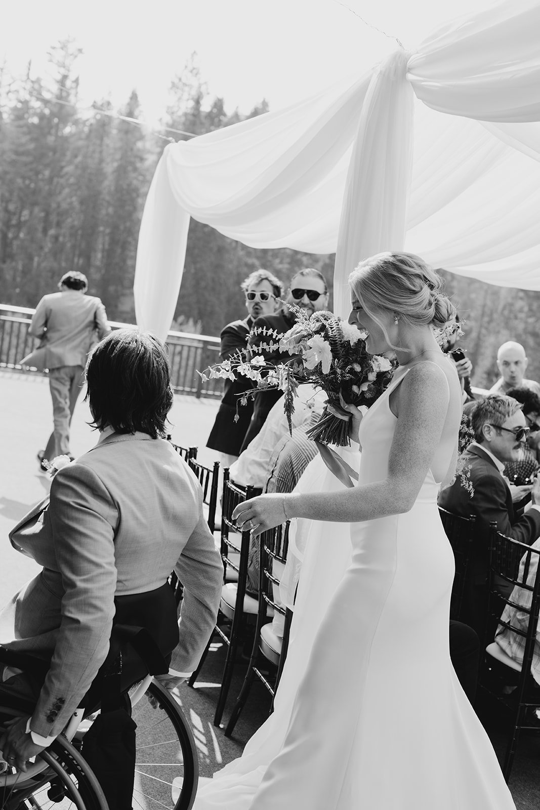Outdoor draped wedding ceremony in Yosemite, CA