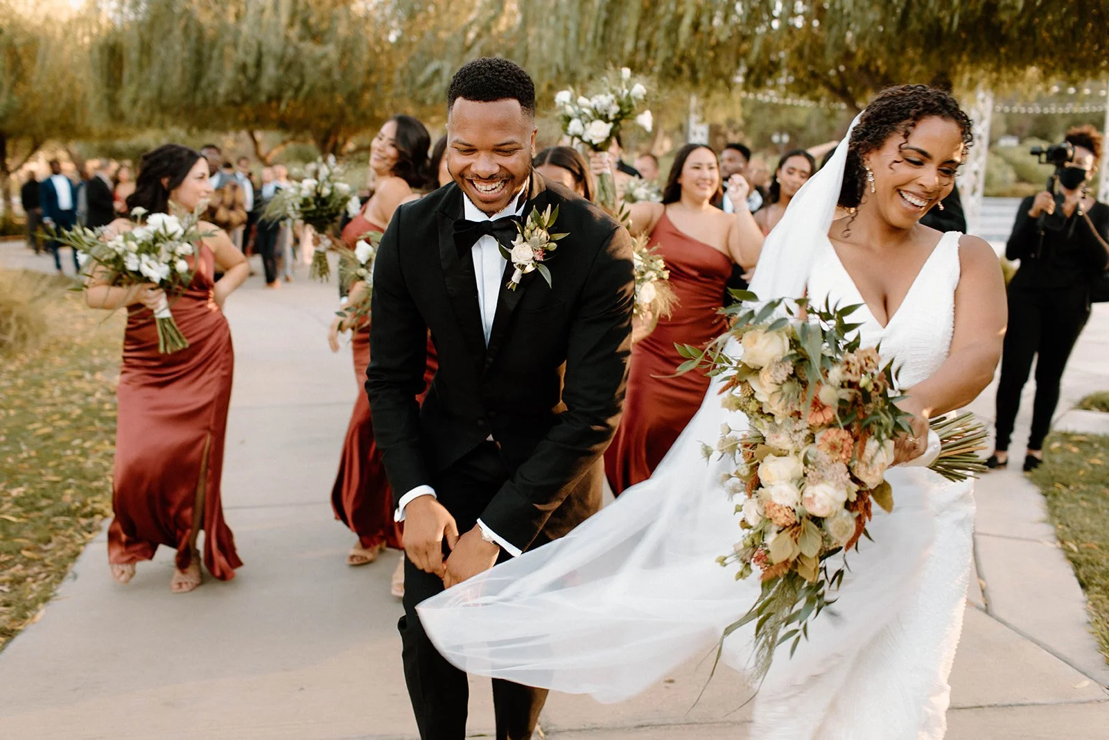 Newlyweds at outdoor ranch ceremony at bay area wedding venue