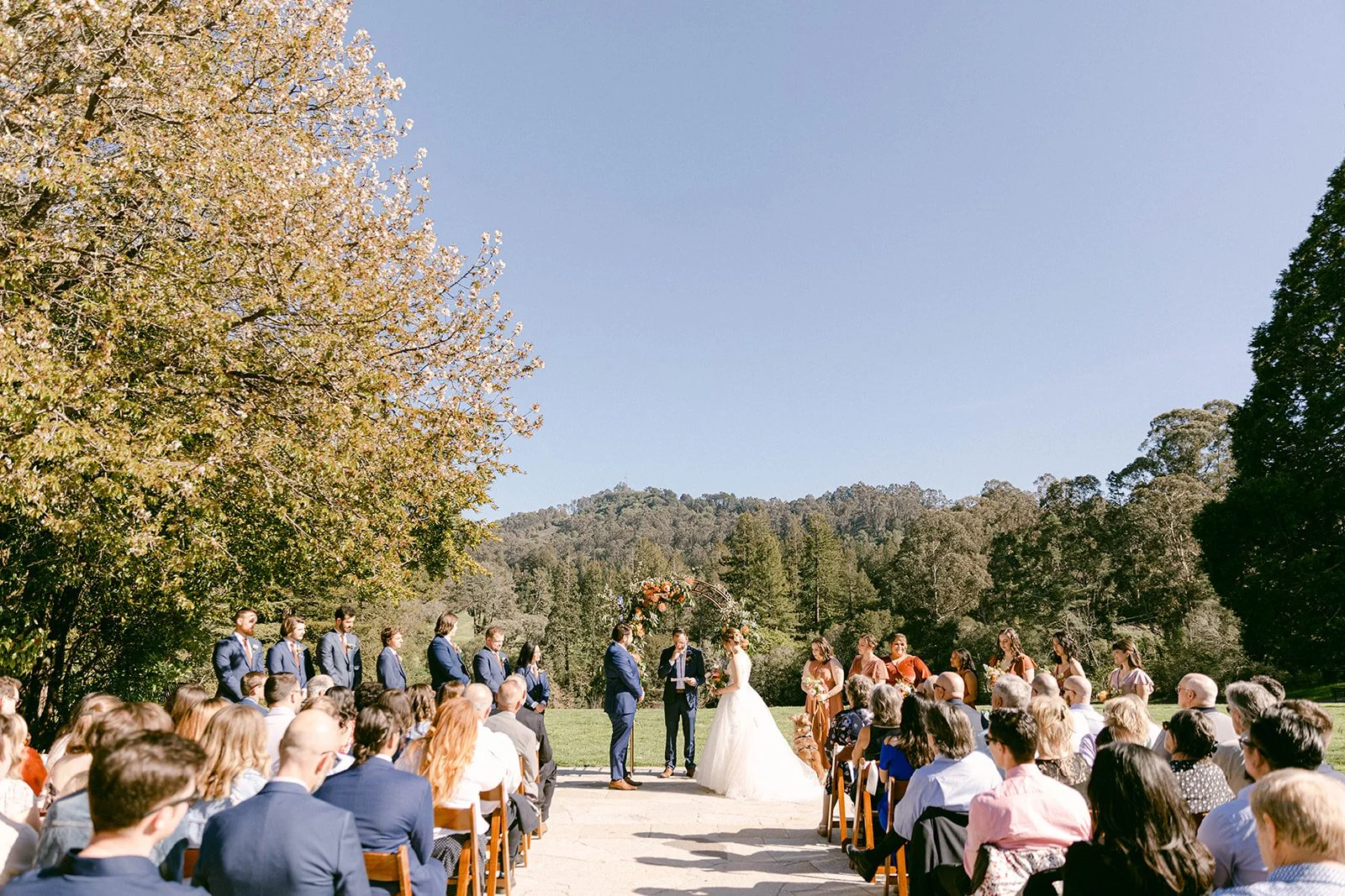 Outdoor wedding ceremony at Brazilian Room in Berkeley, CA