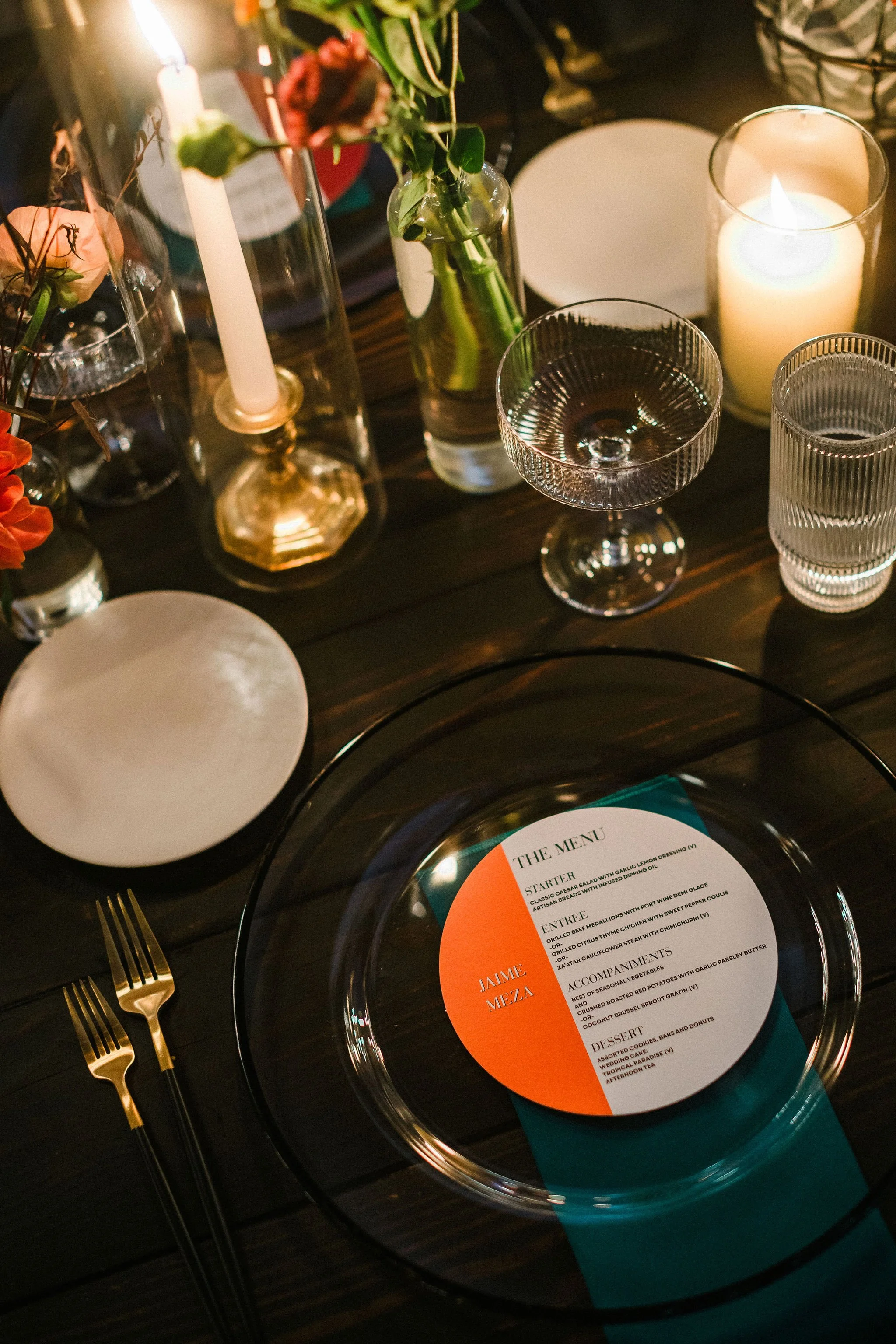 Mid century modern wedding reception table