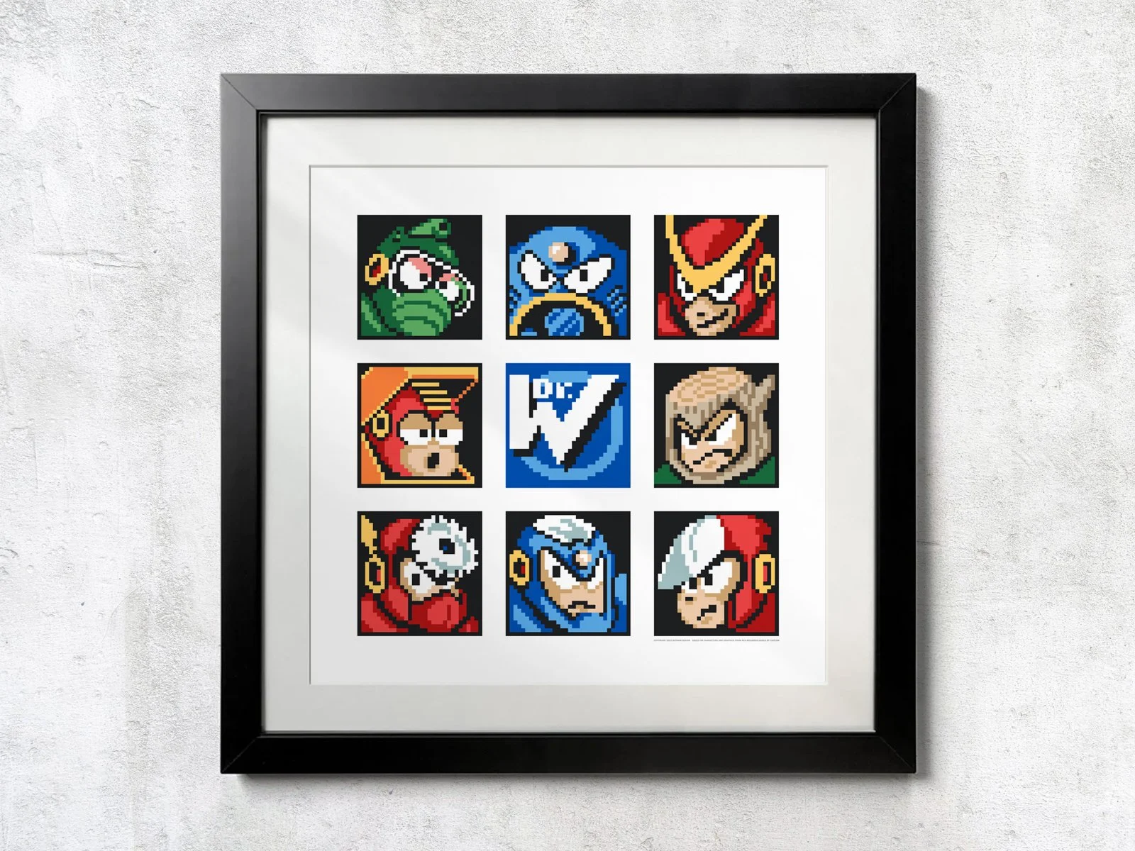 NES Megaman Stage Select Matrix (Minimal) - Unframed Wall Print