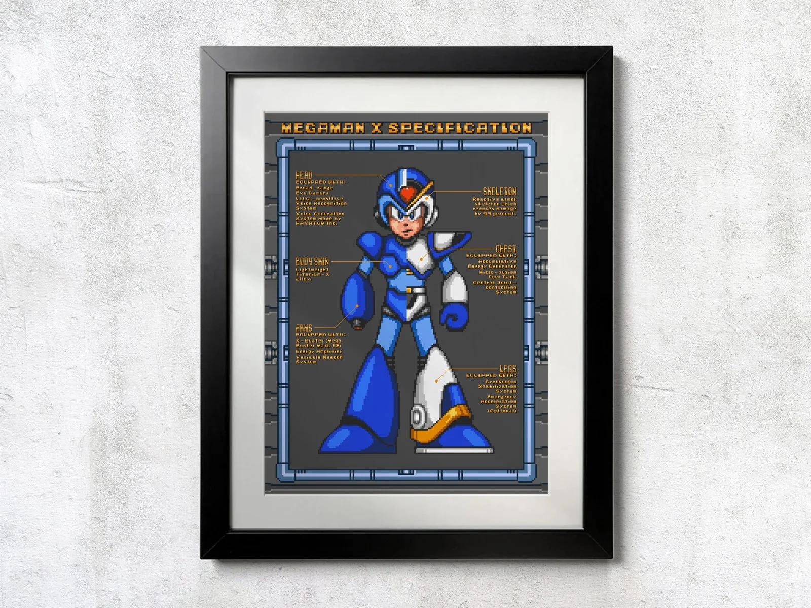SNES Megaman X Specs - Unframed Wall Print