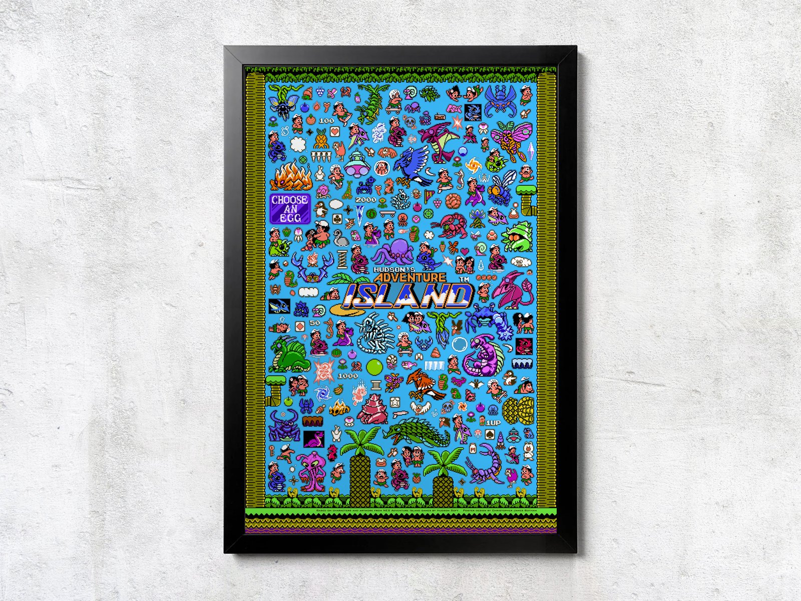 NES Adventure Island Sprite Collage - Unframed Wall Print