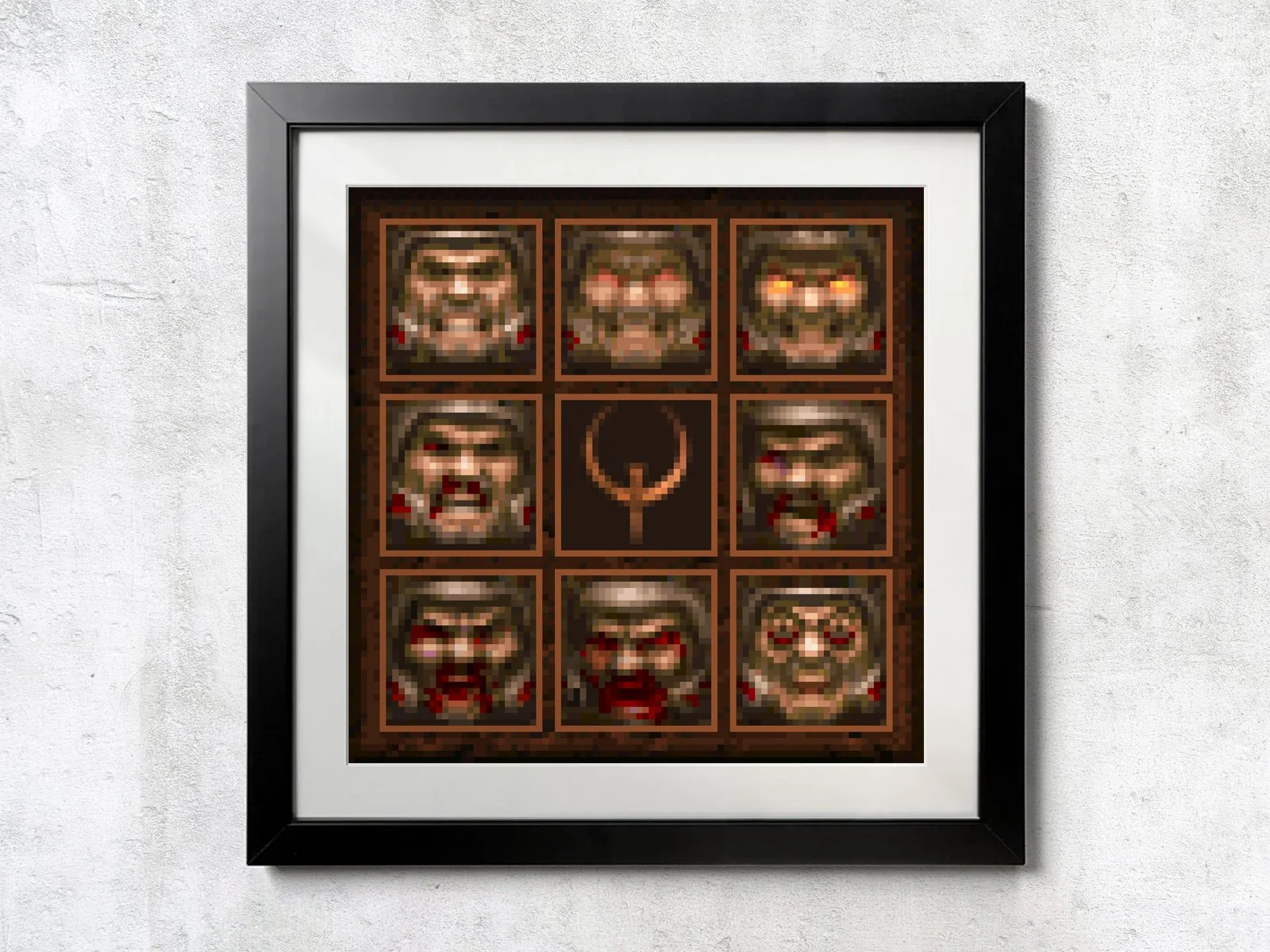Quake Guy Face Matrix - Unframed Wall Print