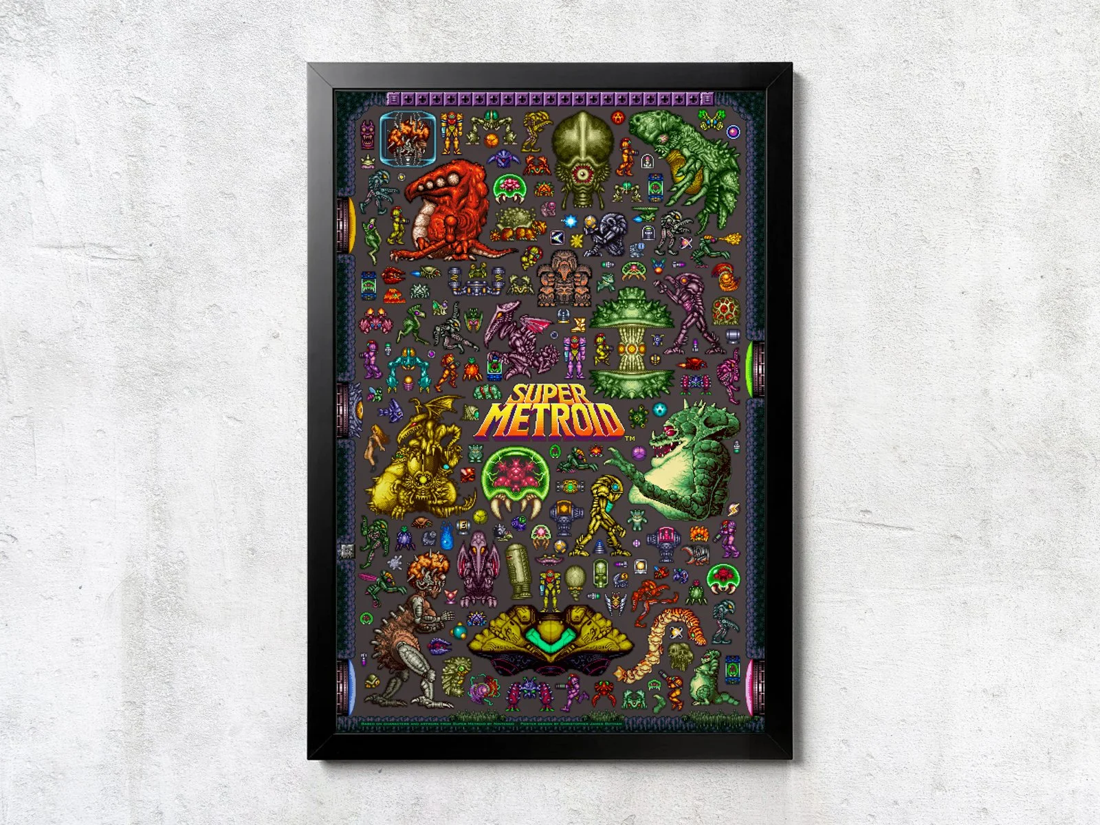 SNES Super Metroid Collage - Unframed Wall Print