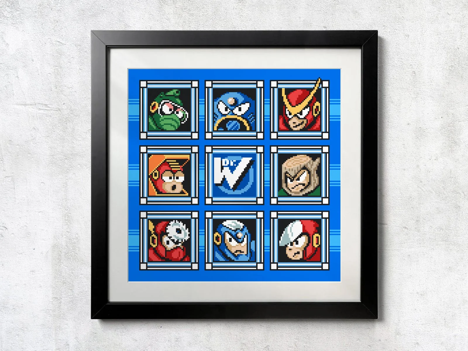 NES Megaman Stage Select Matrix - Unframed Wall Print