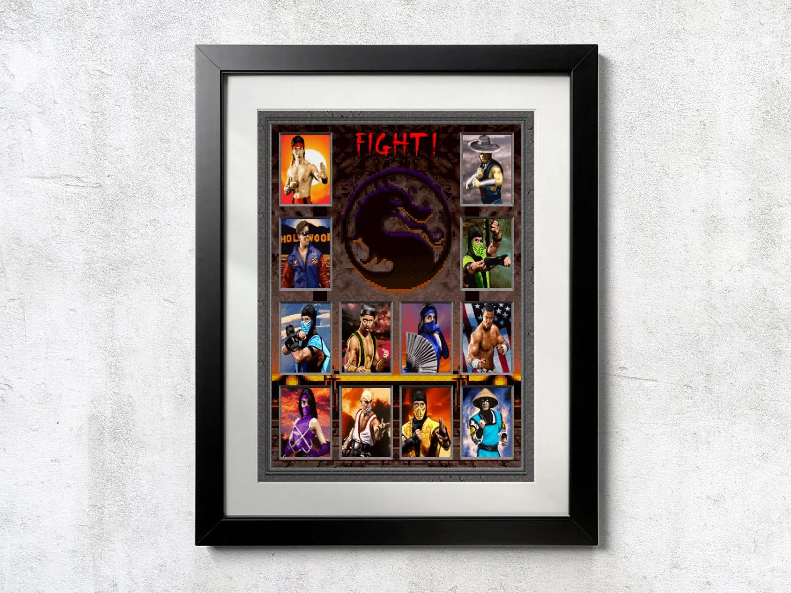 SNES Mortal Kombat II Mugshots - Unframed Wall Print