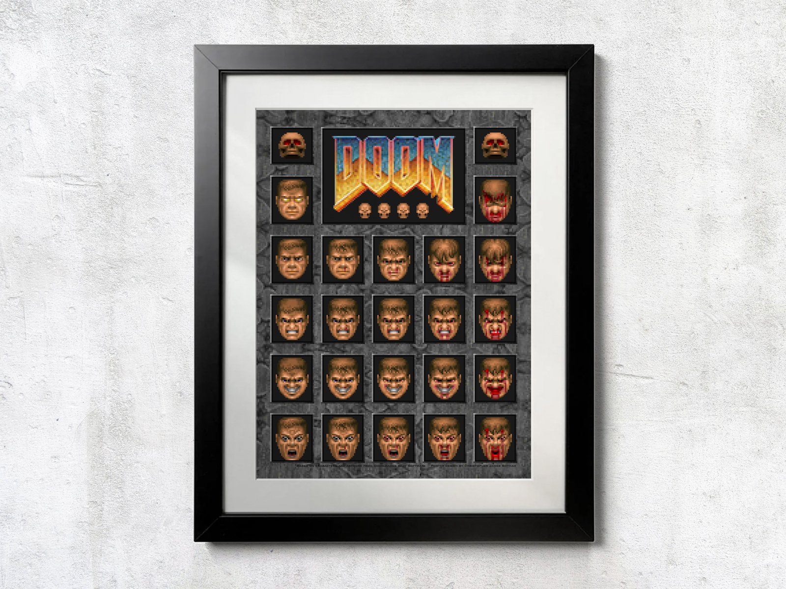Doom Guy Face Matrix - Unframed Wall Print