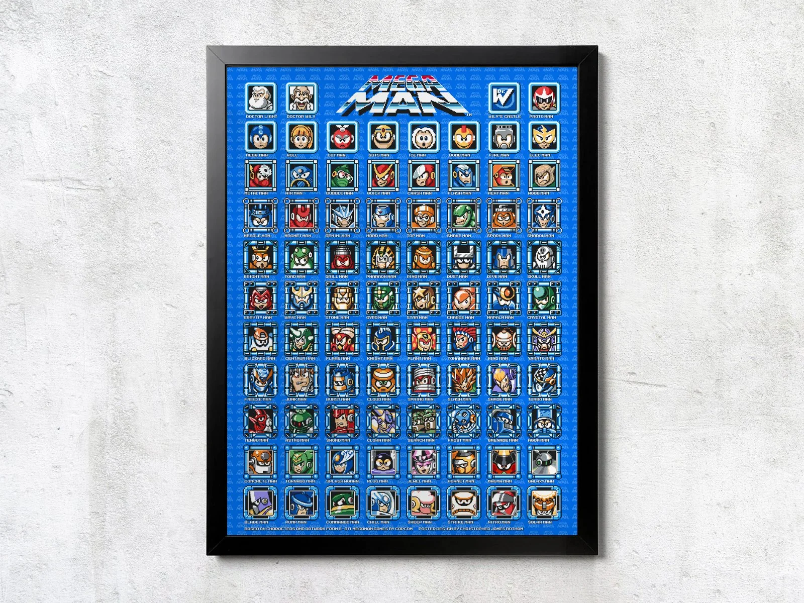 NES Megaman Mugshots Matrix - Unframed Wall Print