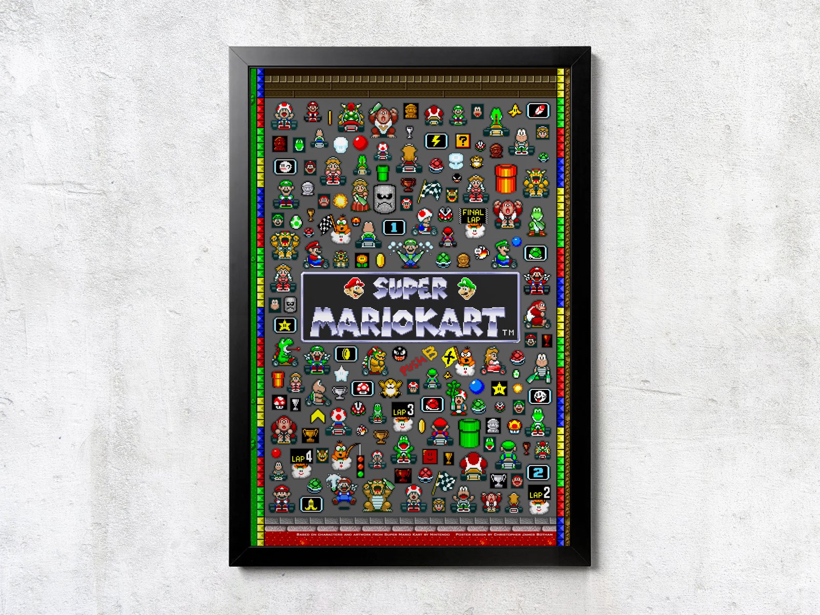 SNES Super Mario Kart Collage - Unframed Wall Print