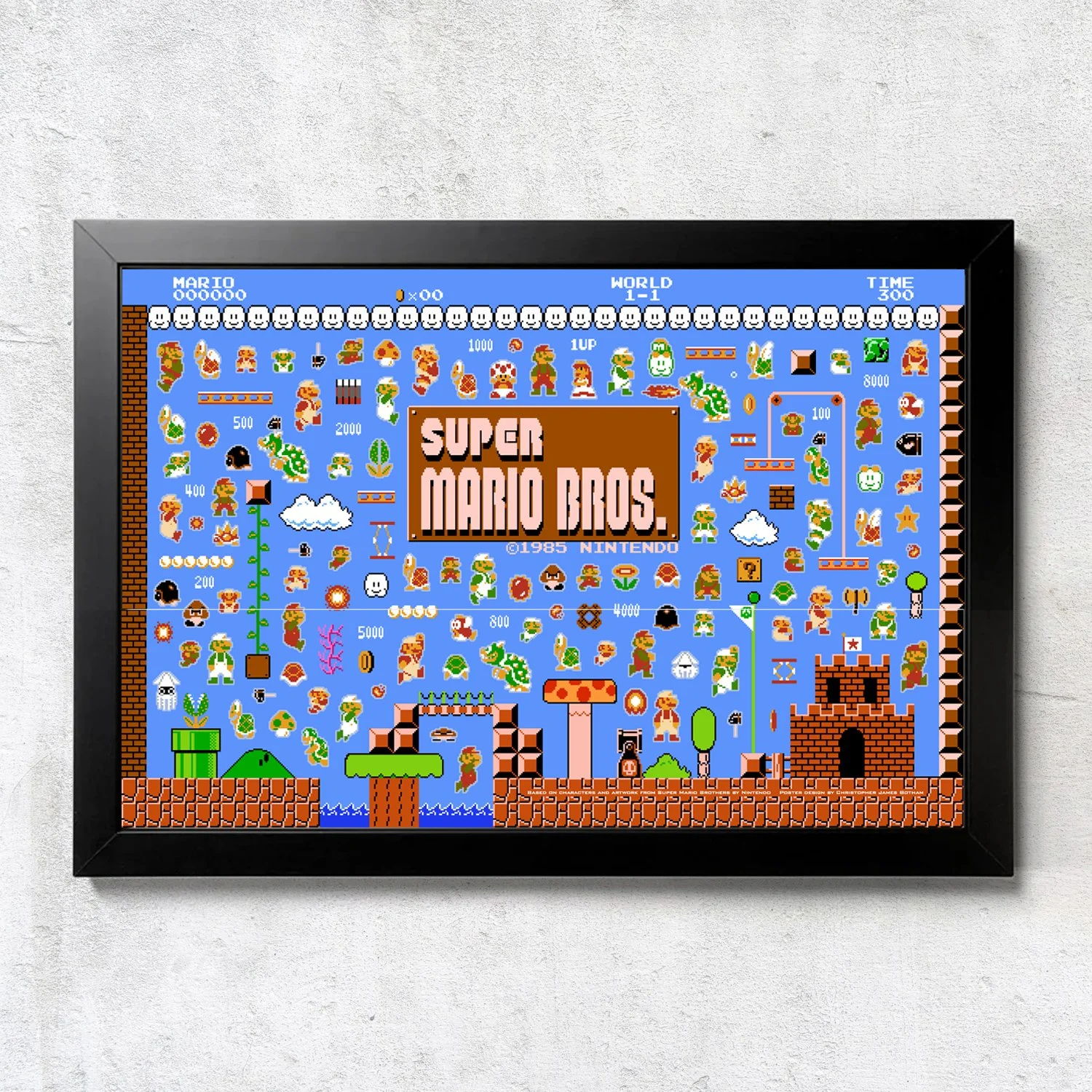 NES Super Mario Brothers Sprite Collage - Unframed Wall Print