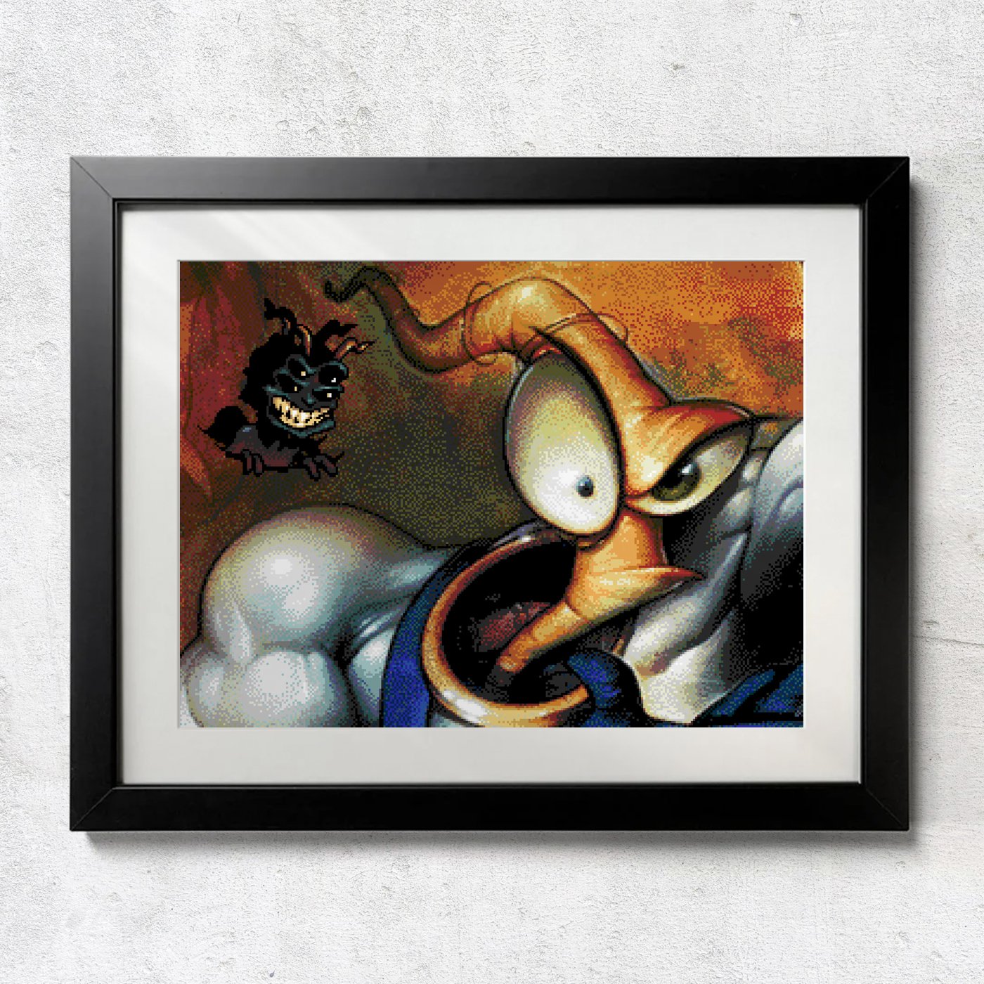 SNES Earthworm Jim 2 Cover Art - Unframed Wall Print