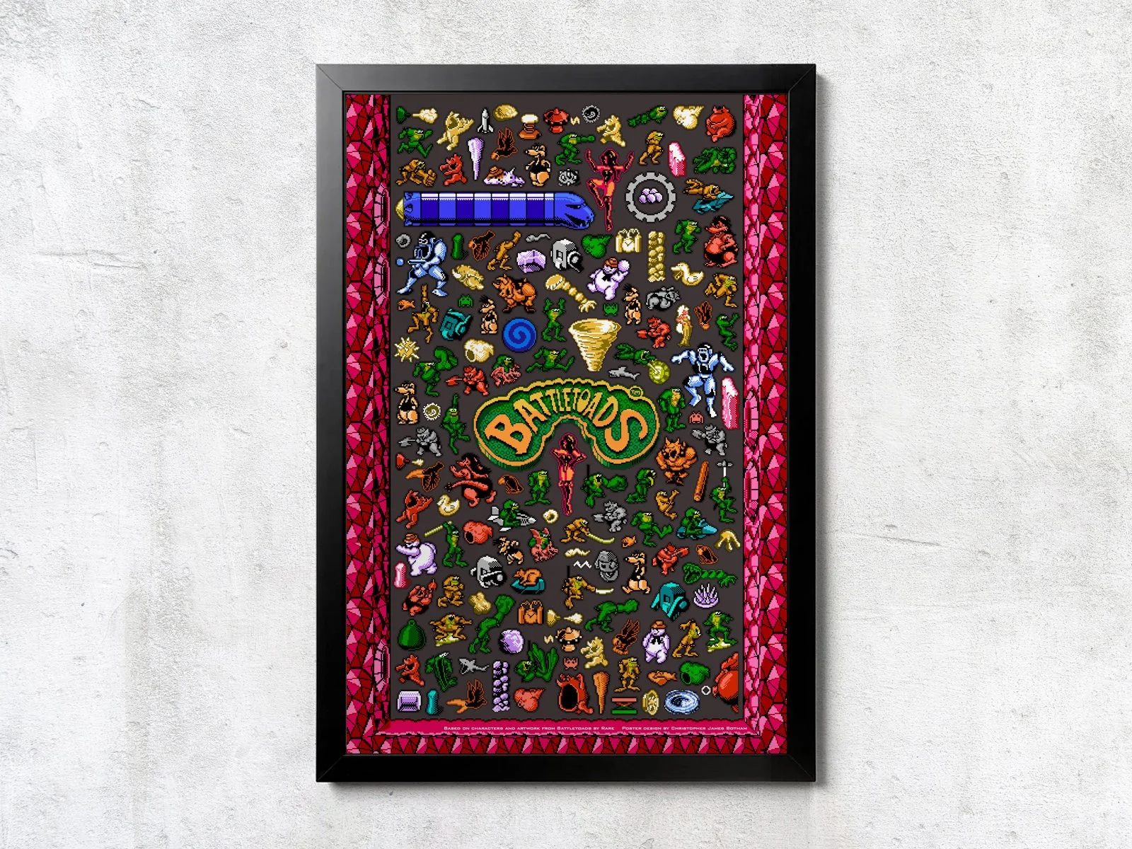 NES Battletoads Sprite Collage - Unframed Wall Print