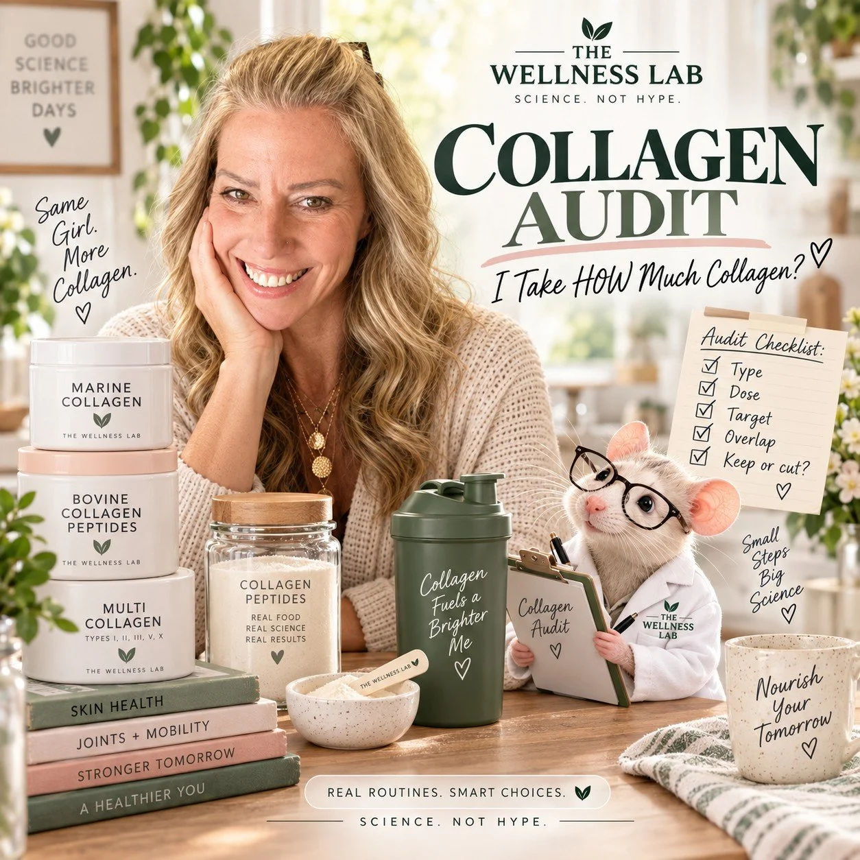 I TAKE HOW MUCH COLLAGEN?! 😂

After digging into collagen types, doses, skin, joints, tendons and connective tissue, I had an uncomfortable thought:

Am I actually supporting several different things&hellip; or buying the same amino acids in five di