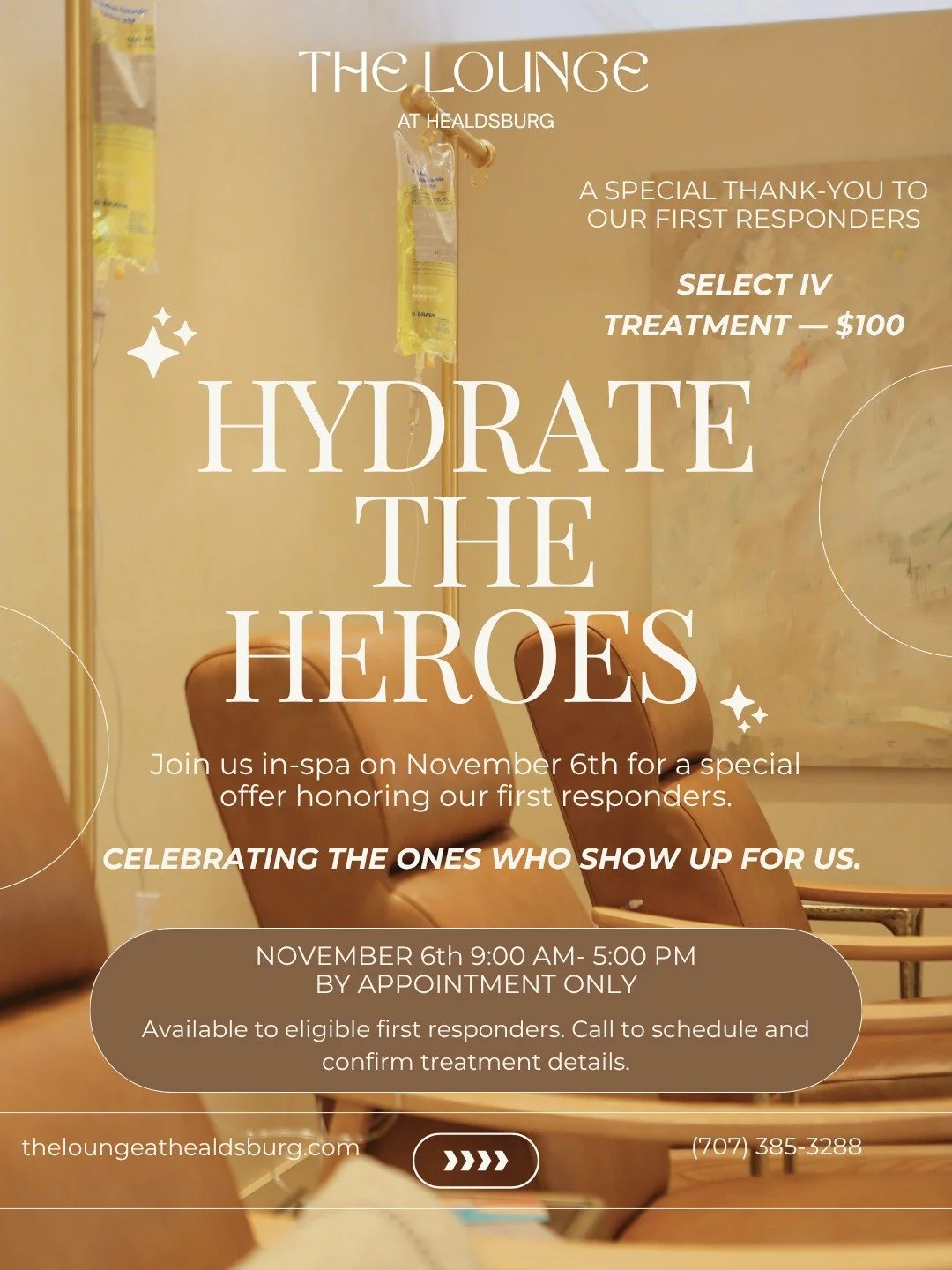 🚑🚒🚔🇺🇸 HYDRATE THE HEROES &mdash; A SPECIAL THANK-YOU TO THOSE WHO SERVE! ❤️

At The Lounge, we&rsquo;re proud to honor the incredible individuals who care for our communities, protect others, and serve our country. As a small token of our apprec
