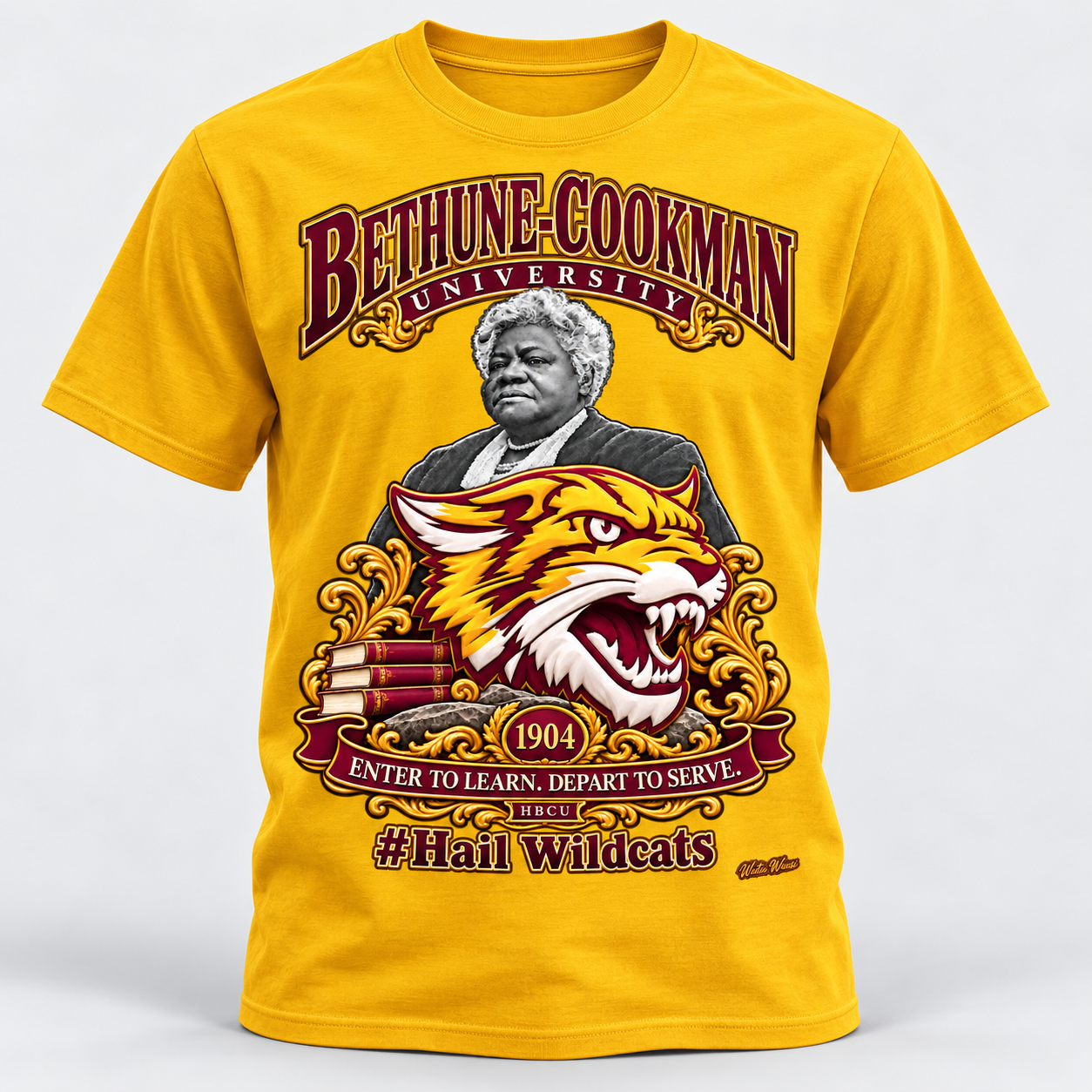 Golden Bethune-Cookman heritage tee mockup.png