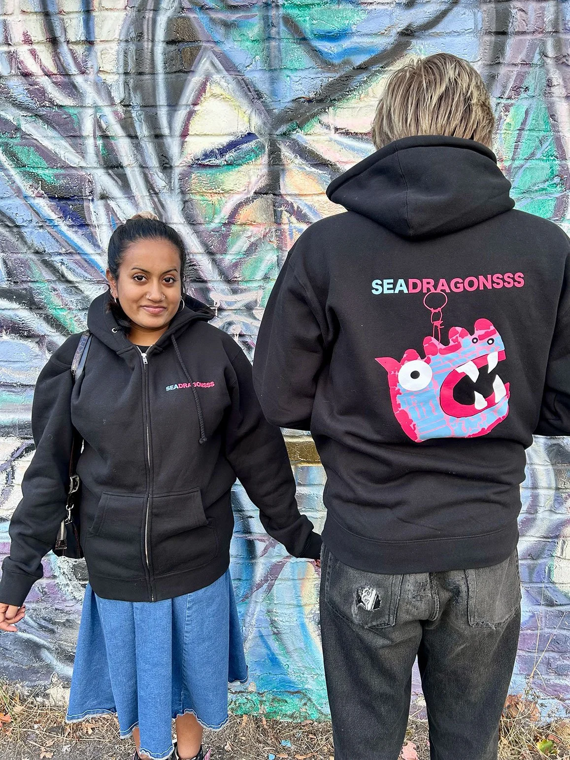 SEA Dragonsss Black Zip Hoodie Custom Screen Print