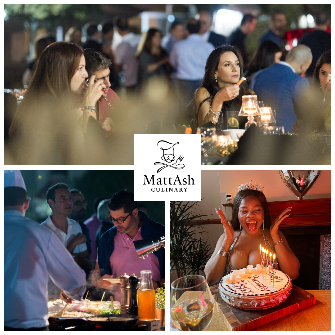 MattAsh Culinary collage of guests enjoying a celebration