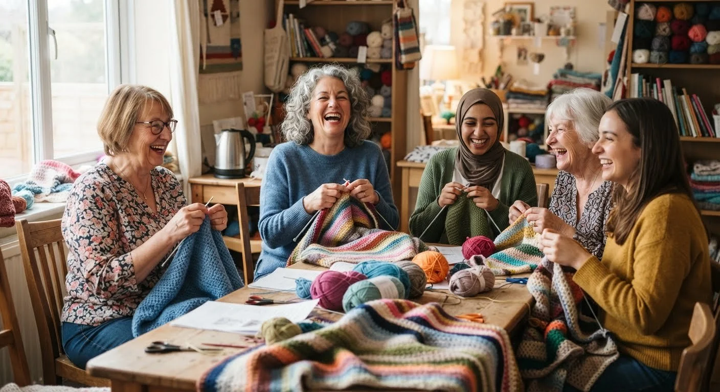 Knitting or crocheting blankets for people experiencing homelessness