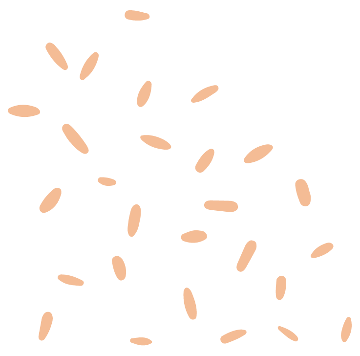 Ein Bild mit zahlreichen kleinen, ovale, hellbraunen Formen auf schwarzem Hintergrund.