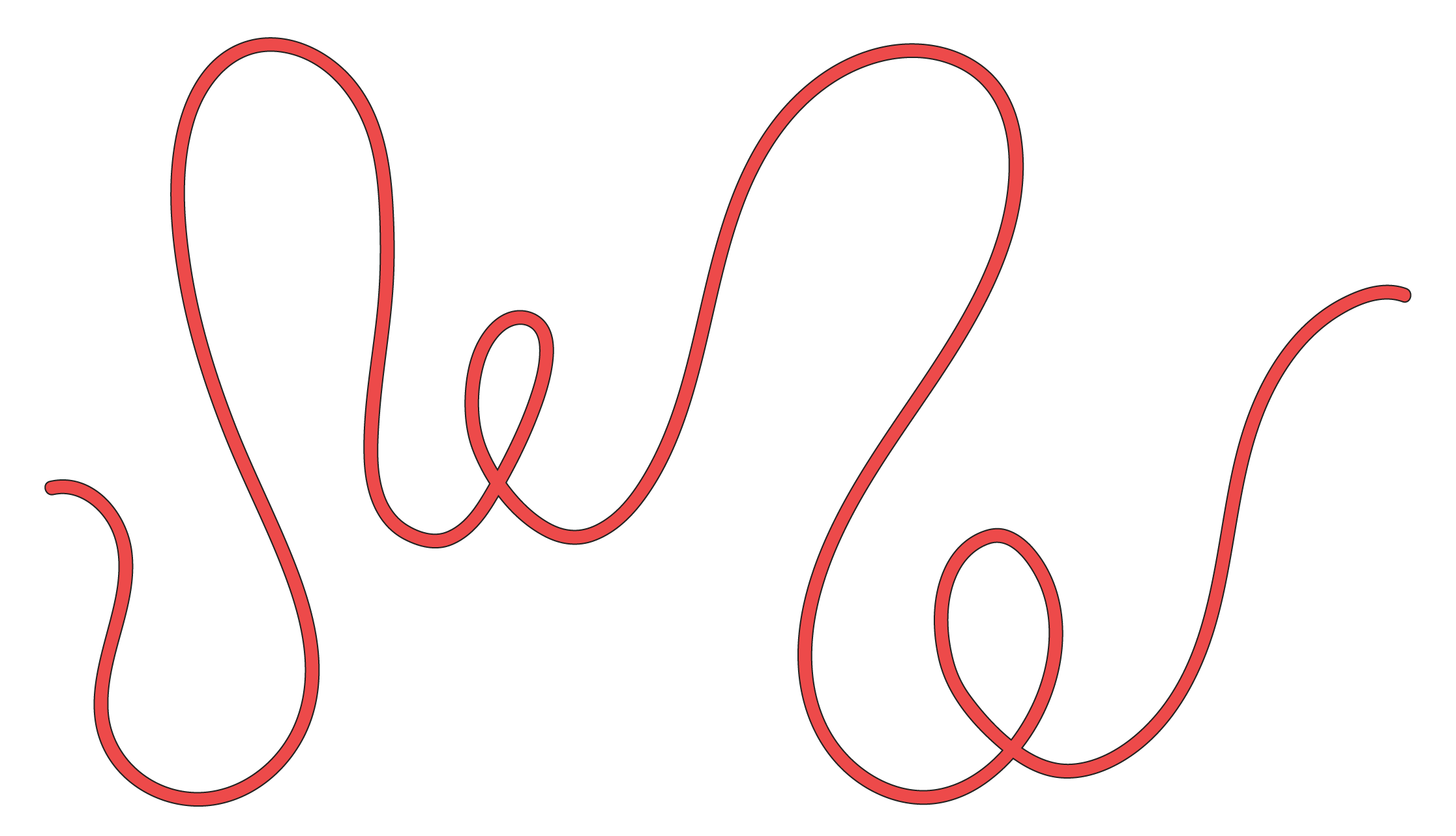Neon-Schriftzug mit roter Linie auf schwarzem Hintergrund, der das Wort »Love« darstellt.