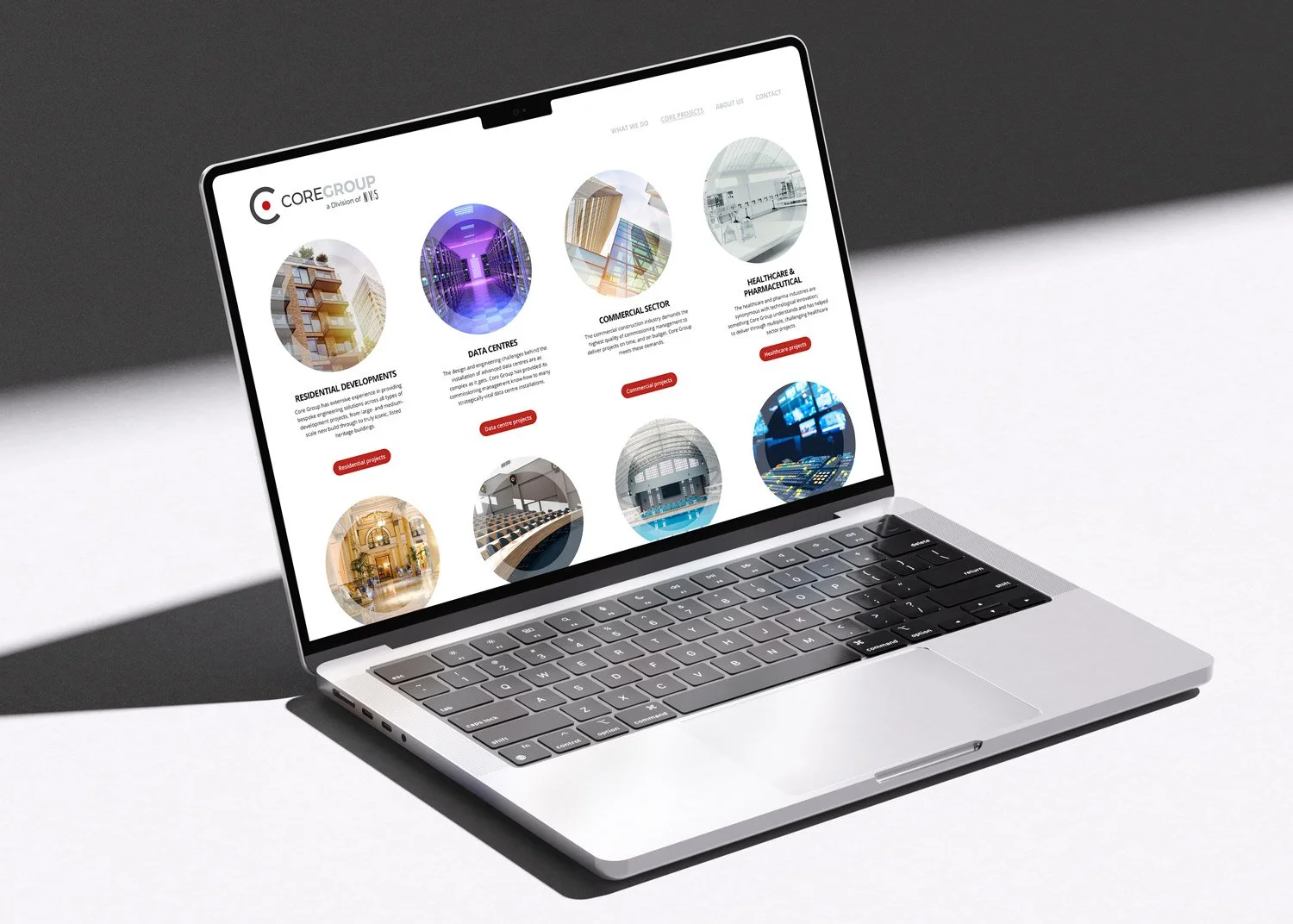 Distinctive 'rotary' graphic style, based on the new logo design, implemented across the website