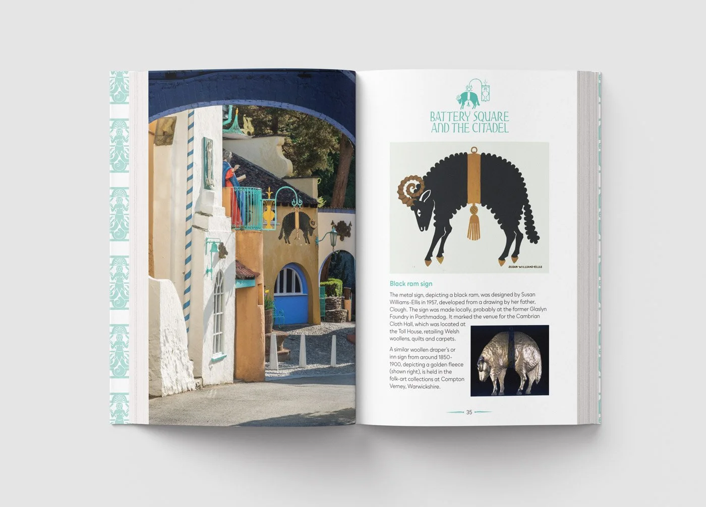 Highly visual text pages designed to celebrate the remarkable buildings, important sculpture and ornamental wonders of the Village