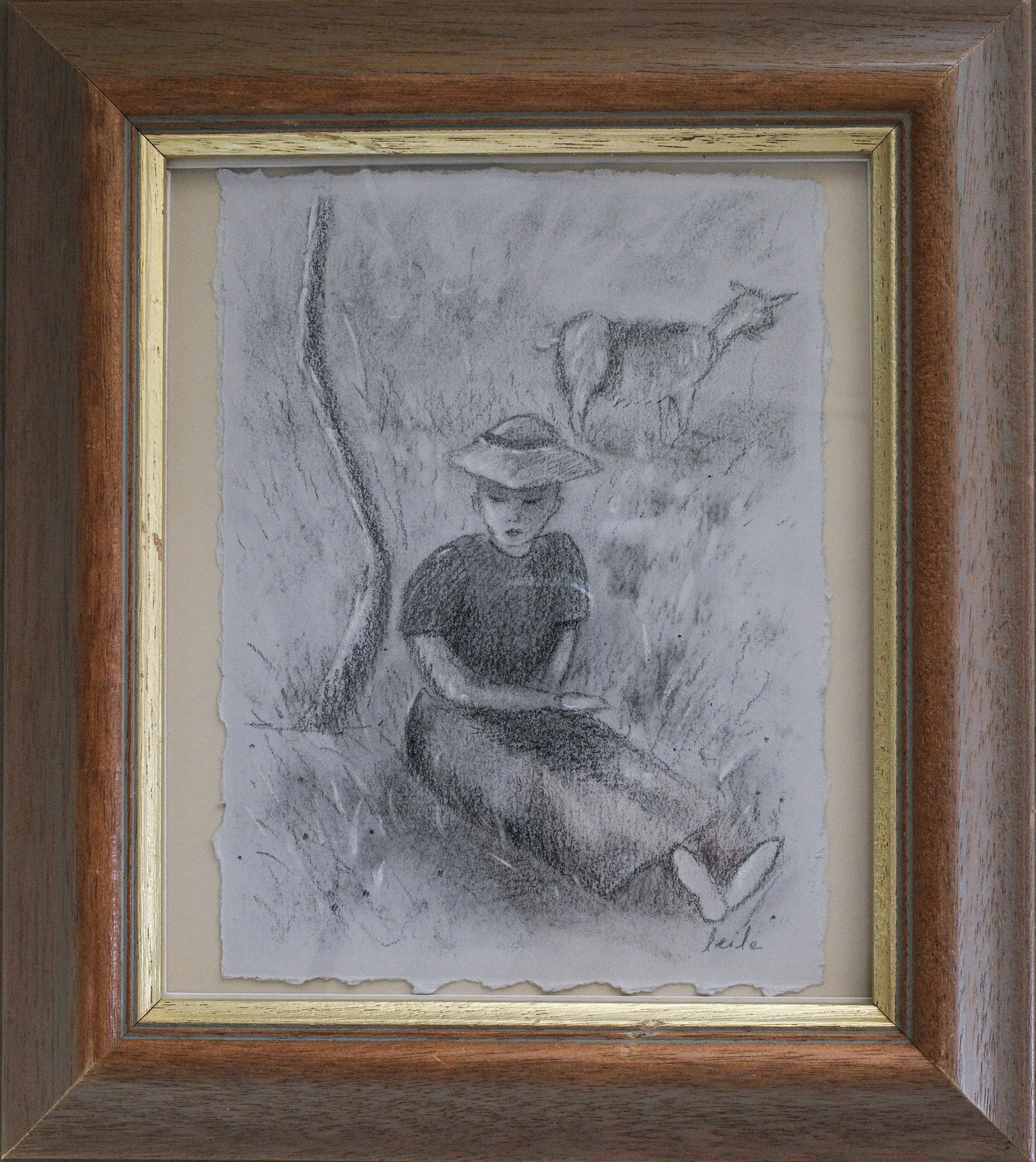 A woman resting in the field