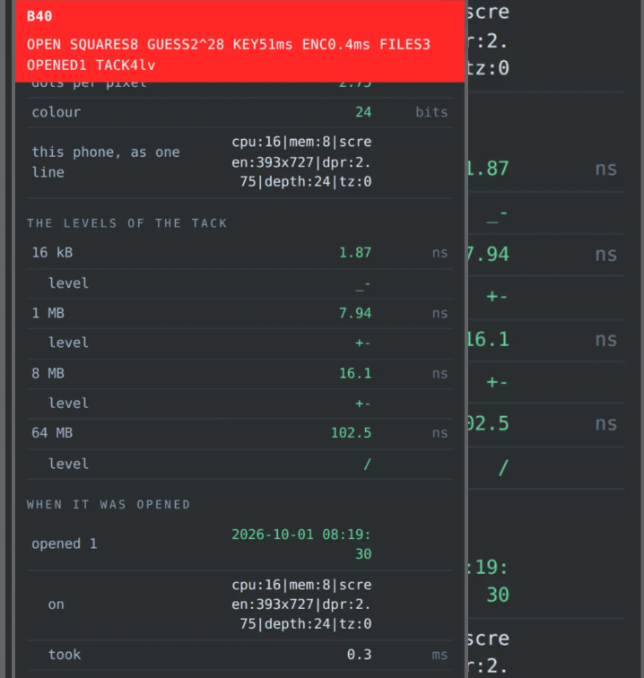 Screenshot of a computer screen showing technical data about a phone's memory and performance, with a red warning banner at the top.