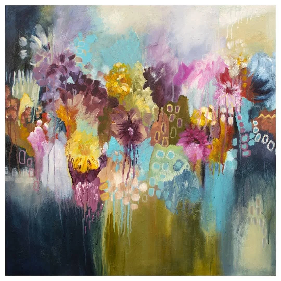 Florales n.º 6    Acrílico sobre lienzo · 80 × 80 cm · Colección privada