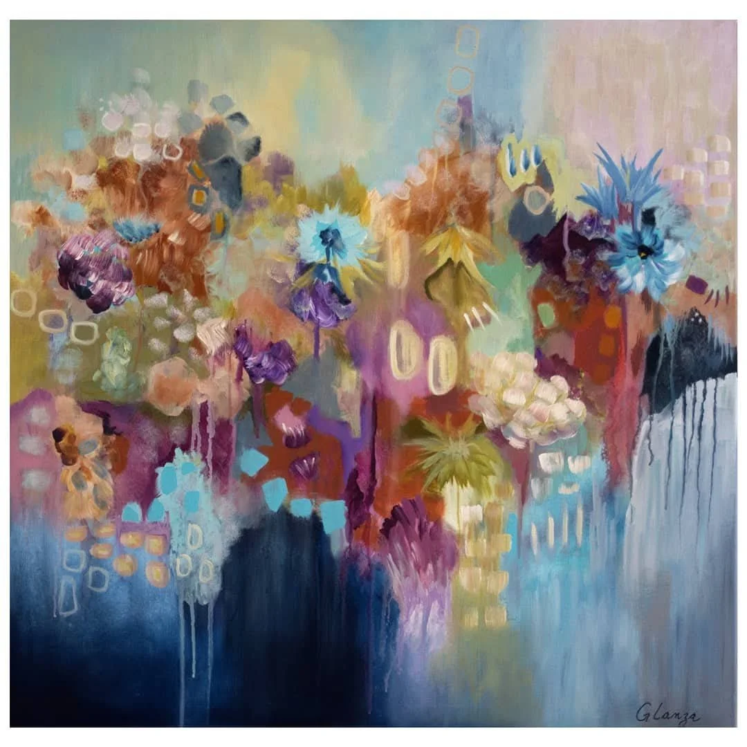Florales n.º 1    Acrílico sobre lienzo · 80 × 80 cm · Colección privada