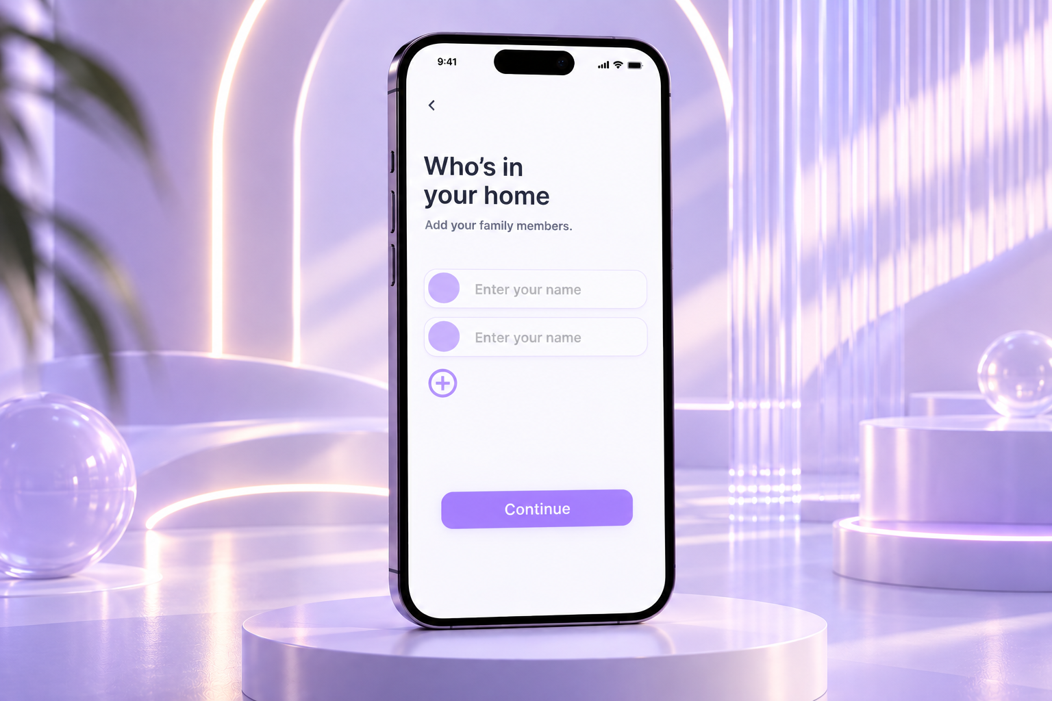 Home Flow is designed around the whole household rather than an individual user. During setup, users can add family members who will later appear throughout shared schedules, events and other areas of the app.
The additional member control allows the