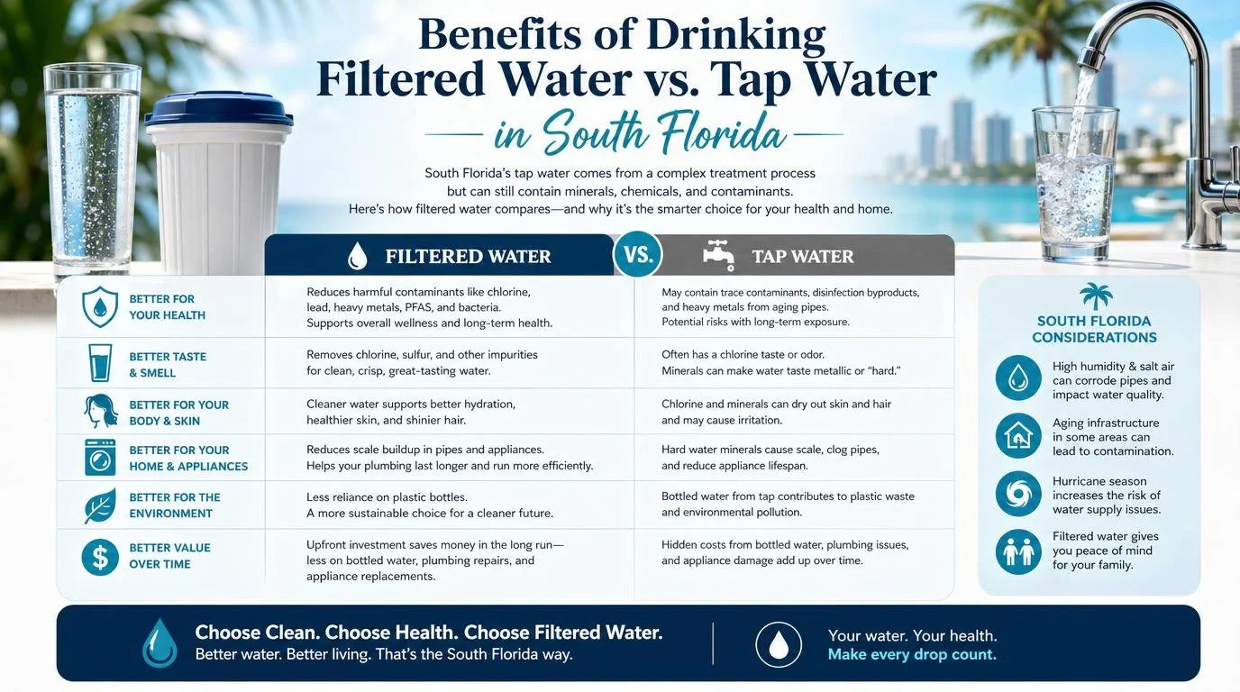 Benefits of Drinking Filtered Water vs. Tap Water in South Florida